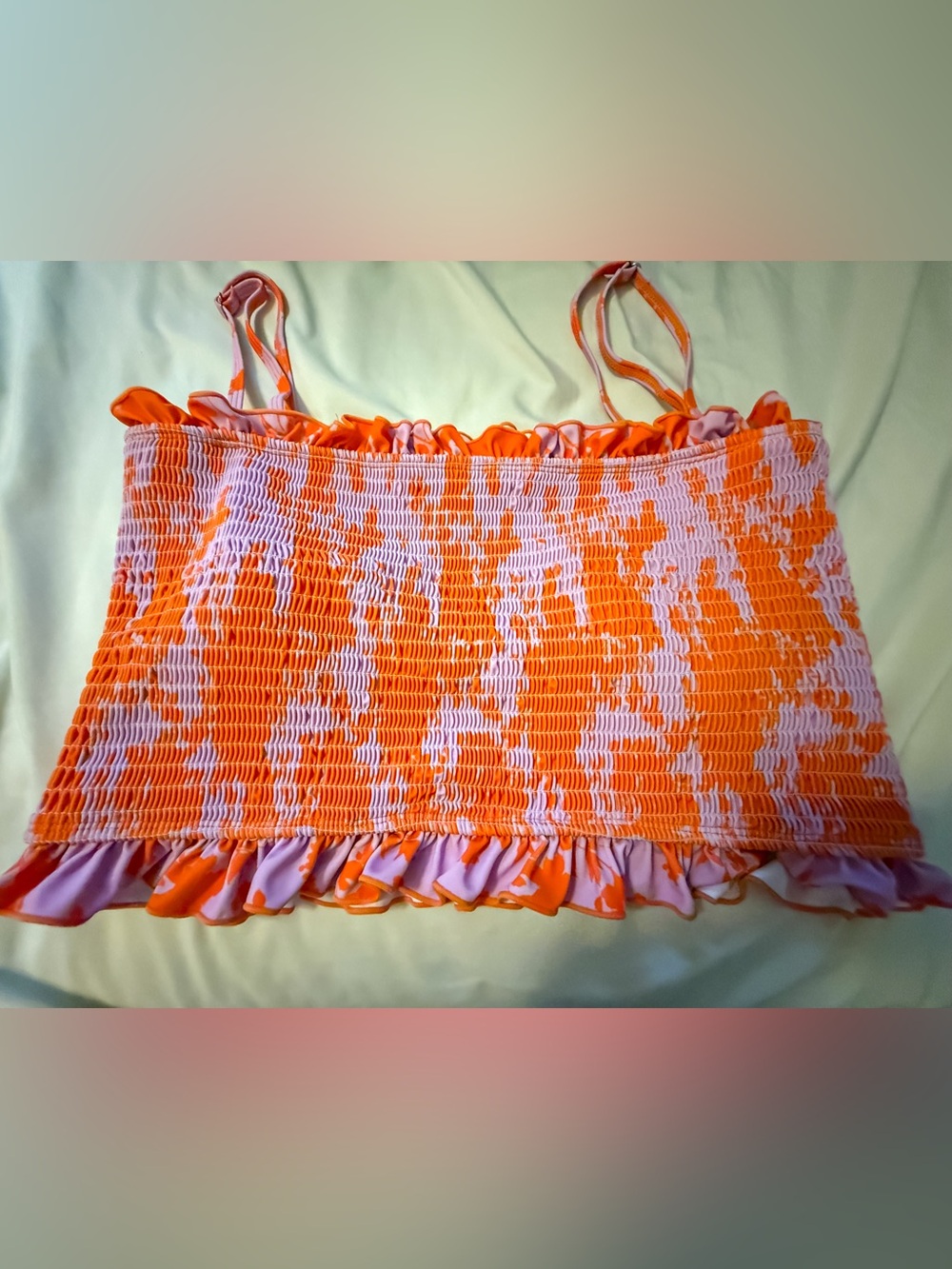 Kortni Jeane Bandeau Top “Orange Floral” Smocked